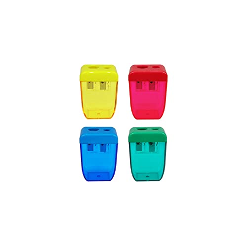 AUSTARK 4Pcs Pencil Sharpeners Manual for Kids Adults, Dual Hole Small Handheld Pencil Sharpener Bulk for Office School Home, Back to School Supplies