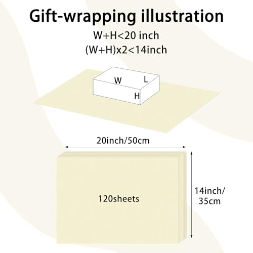 Image of 120 Sheets 20 inchX14 inch Tissue Paper for Gift Bags Wrapping, Art Tissue Paper Bulk for Weddings Birthday Party Crafts Decoration (Ivory)