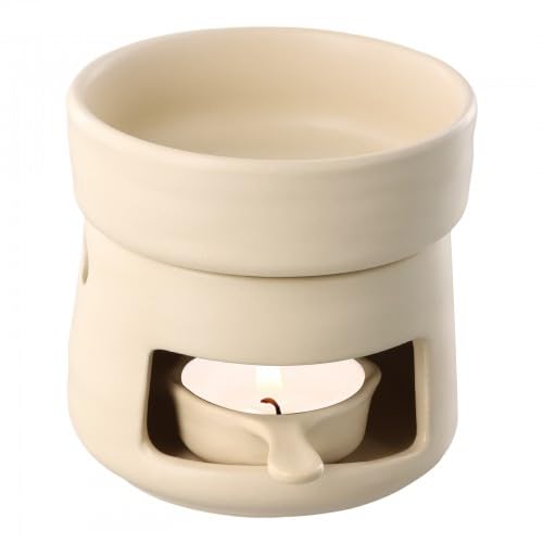 Culinavog Lámpara Aromática de Cerámica, Quemador Aceites Esenciales con Cuchara de Velas, Portavelas Difusor de Aroma, Difusor de Aceite Aromático para Casa, Halloween, Navidad (Amarillo, 1 Pieza)