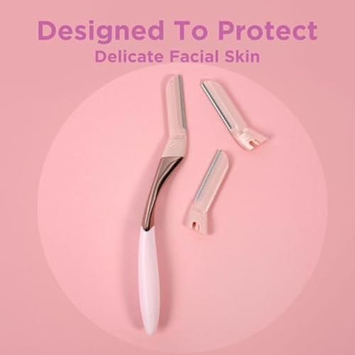 Wilkinson Sword Intuition Dermaglow Maquinilla de Afeitar para Dermaplaning, Ideal para Exfoliar, Perfilar Cejas, Recortar y Depilar el Vello Facial, Color Rosa, 1 Mango y 2 Recambios - imagen 7