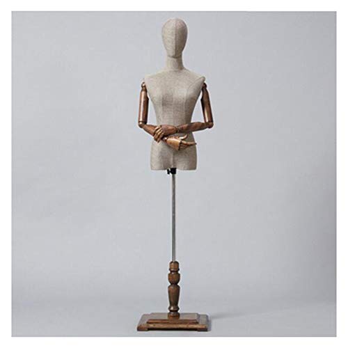 OTQEFTN Mannequins Female Torso Body Clothing Store Shop Window Dummy Model Dress Jewelry Display Stand with Solid Wood Arms, 2 Styles Available
