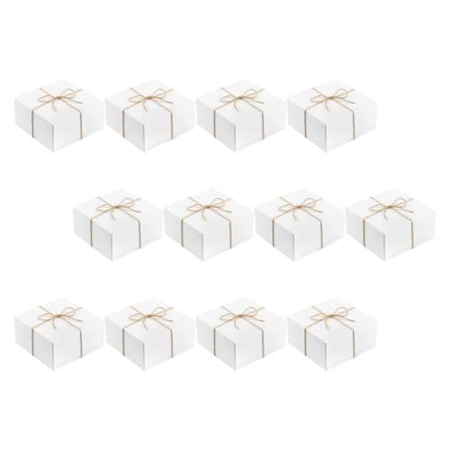Boîtes Cadeaux Blanches avec Couvercle HAKIDZEL Lot de 12 Boîtes en Papier et Corde Jute