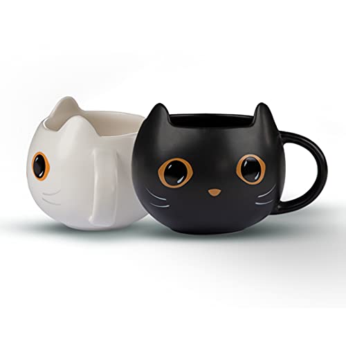 Brewish Adorable CatMug Gifts for Cat Lovers| 12Oz Printed Black and White Ceramic Cup set...