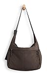 ODODOS 20L Crossbody Tote Bag Large Capacity Lightweight Hobo Shoulder Sling Bags for Gym Shopping Beach Travel, Dark Brown