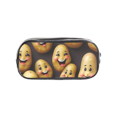 Bkdogkt Smiling Potato Print Clear Pencil Case Stationery Office Storage Bag