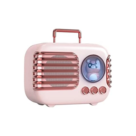 gingo Cute Bluetooth Speaker with Light,Small Bear Wireless Bluetooth Speaker with Clarity Stereo,Built-in Mic,Enhanced Bass Retro Portable Speaker for Desk Room Decor Office Travel Cover