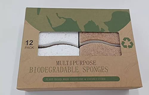 Biodegradable Natural Kitchen Sponge- Compostable Eco Friendly Scrubber Sponge For Dishes Pack Of 12 #TOP2