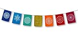 Sacred Geometry Rainbow Prayer Flags Positive Energy Shri Yantra, Flower of Life, Seed of Life, (6X8 Multi)