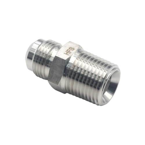 Image of HFS(R) 4PCS, 1 /2 inch NPT Male to 1 /2 inch SAE Male Flare Tubing Adapter Hose Connector Pipe Fittings 304 Stainless Steel