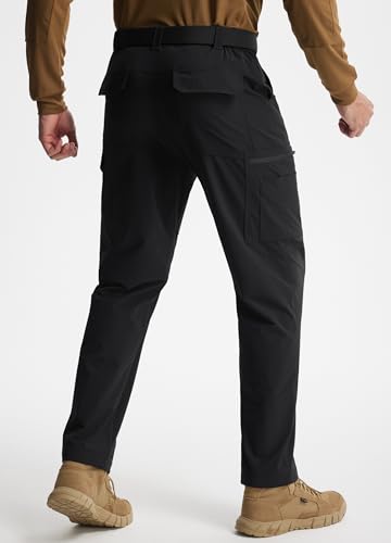 Libin Men's Work Pants Hiking Cargo Pants Water Resistant Stretch Tactical Outdoor Trousers with 9 Pockets, Black, 36W x 32L-new