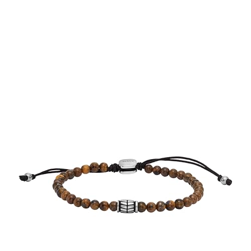 Bracelet Homme Acier Inoxydable Perles Œil de Tigre Marron Métal