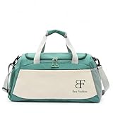 Bea Fashion Bolsa de Deporte Unisex con Compartimento para Zapatos, Impermeable, Verde y Blanco, para Gimnasio y Viajes