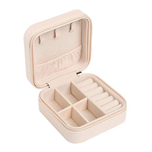 Boîte à bijoux portable et organisateur de voyage zippé pour femmes 100x100x55mm