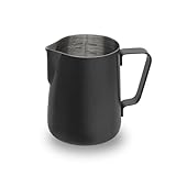 watchget Milk Frothing Pitcher 350ml/600ml/900ml/1500ml (12oz/20oz/32oz/52oz) - Stainless Steel Espresso Steaming Pitcher for Cappuccino, Latte Art, Milk Jug Coffee Frother Cup, Black