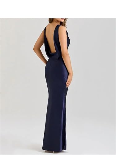 Women Elegant Satin Maxi Sleeveless Backless Party Sexy Bodycon Long Dress3
