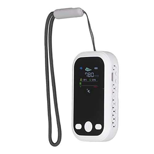 Luftqualitätsmessgerät, CO2-Detektor, NDIR-Erkennung, Typ C, Ladetemperatur, Luftfeuchtigkeit, CO2-Messgerät, Tragbarer Luftqualitätsmonitor (Weiß)
