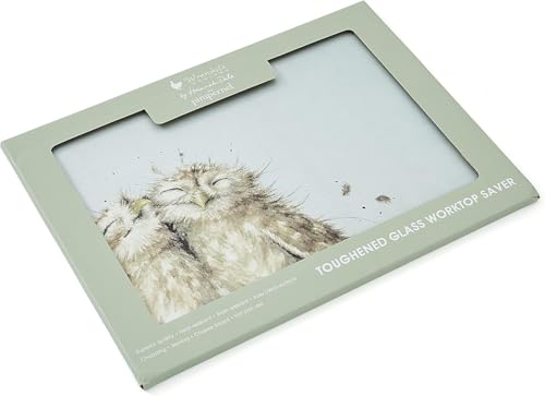 Salvamuebles de vidrio Wrendale Designs 'Birds of A Feather' con diseño de lechuzas, rectangular, verde miniatura 3