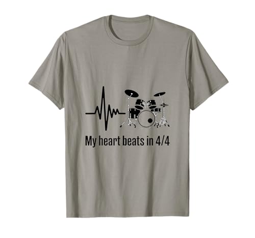 My Heart Beats in 4/4 Drummer Drum Kit Ritmo Maglietta