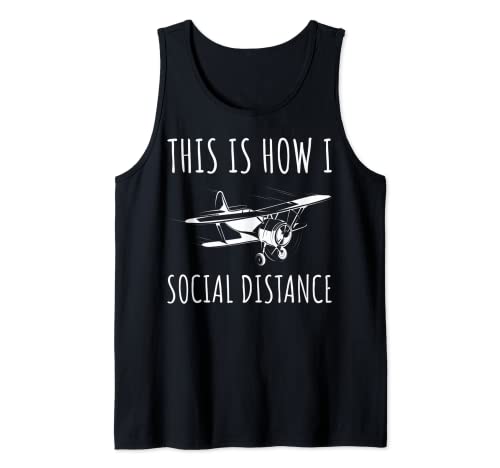 Pilotos Aviones Pilotos Así es como Social Distancia Plane Camiseta sin Mangas