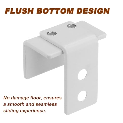 Miniatura 3 de Quarkzman 2 Juego De Guía De Suelo Para Puerta Corrediza De Granero Montada En La Pared, Diseño De Soporte Ajustable En Forma De U Flexible 25mm-37mm , Blanco