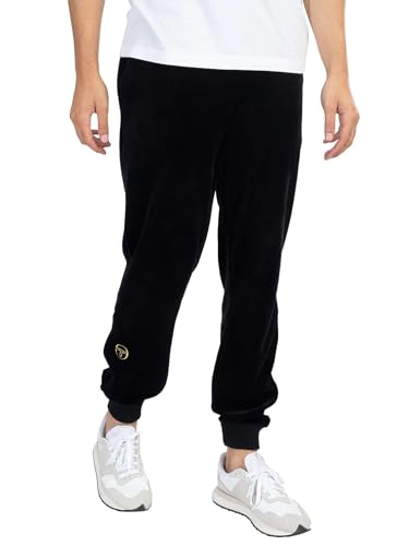 Sergio Tacchini Men's Court Velour Track Joggers, Black, M