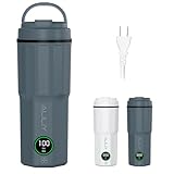 Aliliyポータブル電気ケトル【2025冬革新版 5分急速沸かし】温度調節 海外/日本対応 100-240V トラベルケトル 400ML 小型 携帯 300W 湯沸かしケトル 保温 キャンプ・宿泊・トラベル・出張・車中泊・オフィス対応 持ち運びケトル ポータブル 電気ポット お湯・コーヒー・お茶・粉ミルク 一人用 ステンレス ギフト 二重構造 空焚き防止 PSE認証済み 2年保証 (ブルー)