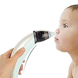 Nasensauger Baby Staubsauger Wiederaufladbar, elektrischer Baby Nasenreiniger und Ohrenschmalzentferner mit 5 Saugstufen und 2 wiederverwendbaren Rotzsaugerdüsen für Neugeborene
