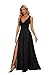 StarRovelex Women's Formal Dresses Evening Gown Party Gala Prom Dress Sleeveless Sexy Deep V Neck High Slit Elegant Long Black Glitter Bridesmaid Wedding Guest Dress Black M