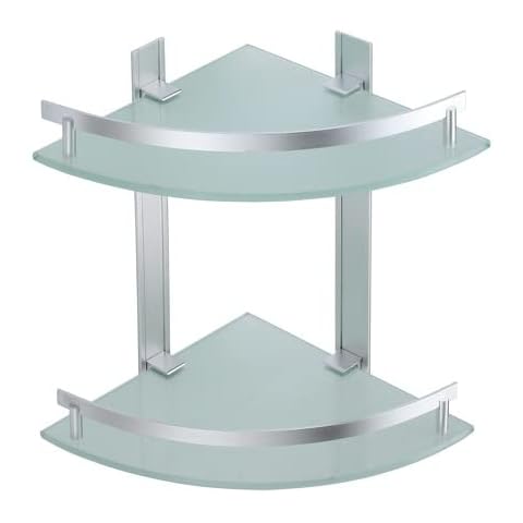 MSV Bad Regal Tabarca Eckregal Duschregal aus Aluminium und Glas Cover