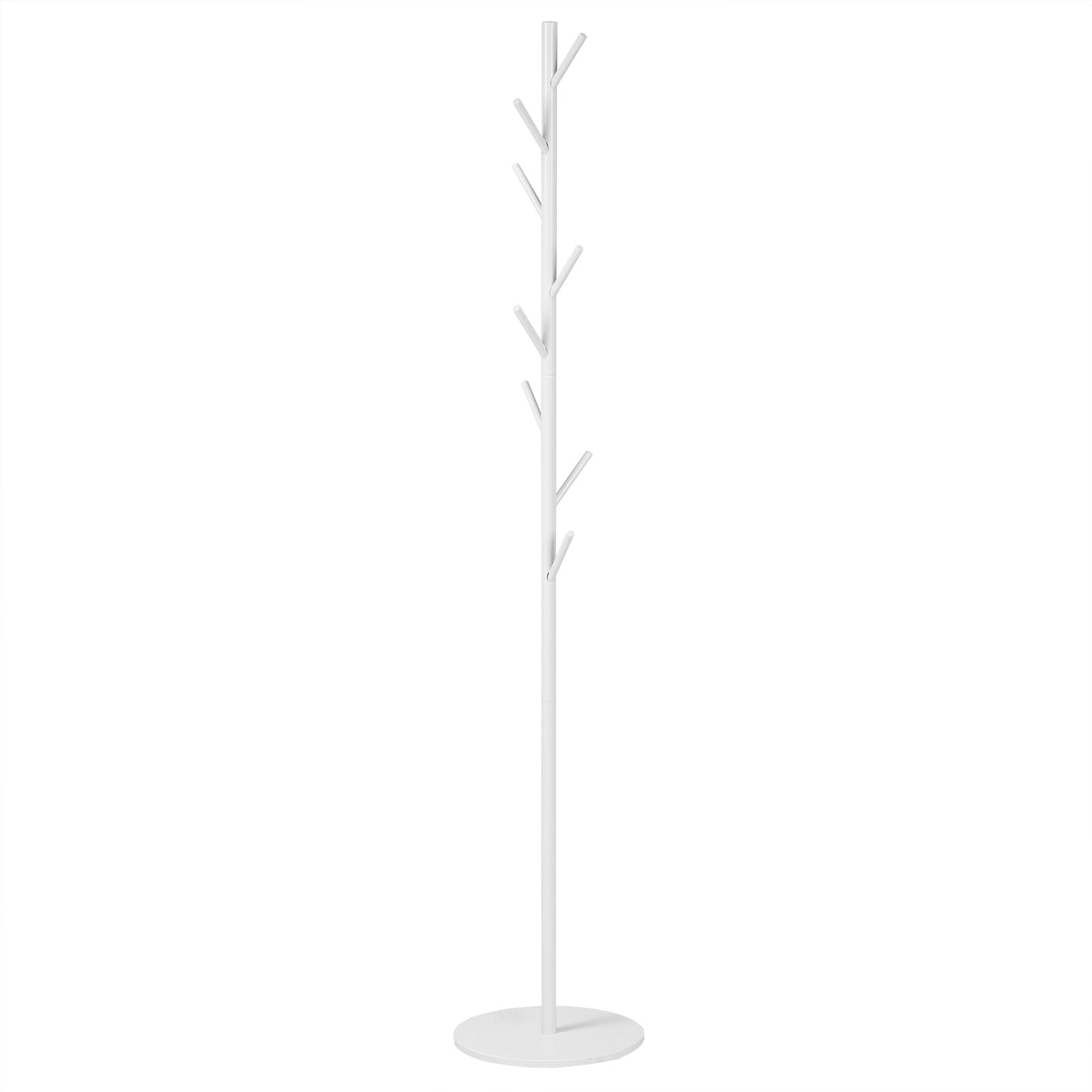 eSituro Appendiabiti, Attaccapanni in Metallo con 8 Ganci, Appendiabiti da Terra a Forma di Albero con Base in Marmo, Portabiti Indipendente Bianco per Soggiorno/Camera da Letto/Corridoio, 32x32x172cm