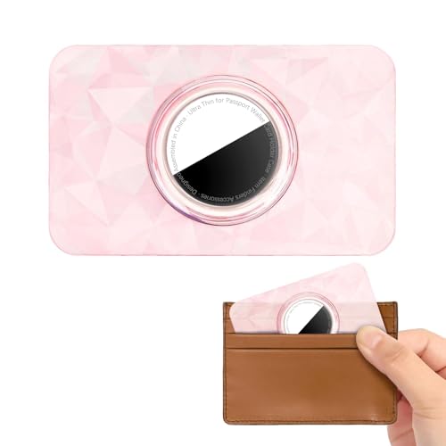 Vsagier Wallet Holder for AirTag 1st & 2nd Generation [Ultra Thin] for Passport Holder for Travel Women, Mens Wallet Card Case for Keychain, Purse, Handbag, Backpack, Clutch Bag(Clear Pink)