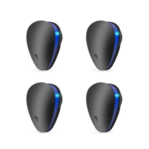 British Lux Repel Lab Ultrasonic Pest Repeller - Rodent & Insect Repellent for Home, Office, Warehouse - Effective, Safe & Chemical-Free Pest Control (Black,4PCS)