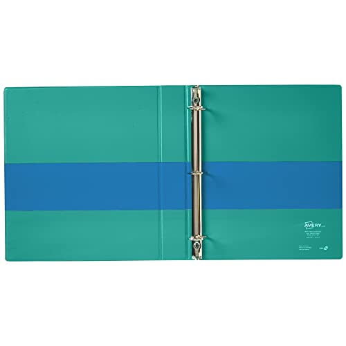 Image of Avery Two-Tone Durable View 3 Ring Binder, 1.5 Inch Slant Rings, Pool Blue /Teal, 375 Sheet Capacity, 2.1 inch Wide Spine, Holds 8.5 inch x 11 inch Paper, 4 Pockets, for School & Office Organization (17292)