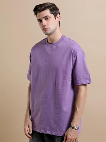 Image of Men's 240 GSM Cotton Oversized Tee - Heavyweight Bio-Washed Fabric | Premium Street Style | Super Soft, Thick & Breathable T-Shirt