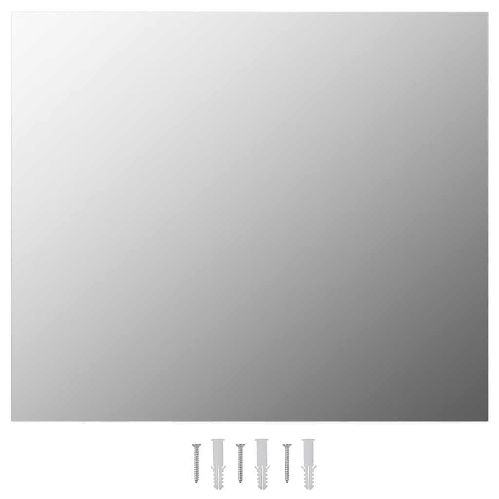 Rectangular Frameless Glass Wall Mirror 80x60 cm, Simple Elegant Design for Enhanced Brightness and Spacious Effect, Easy to Install Horizontally or Vertically with Included
