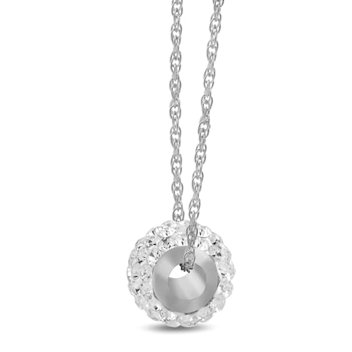 Amazon Essentials White 10K Gold Crystals Slide Ball Pendant Necklace with Gold Filled Chain, 18", (previously Amazon Collection)2