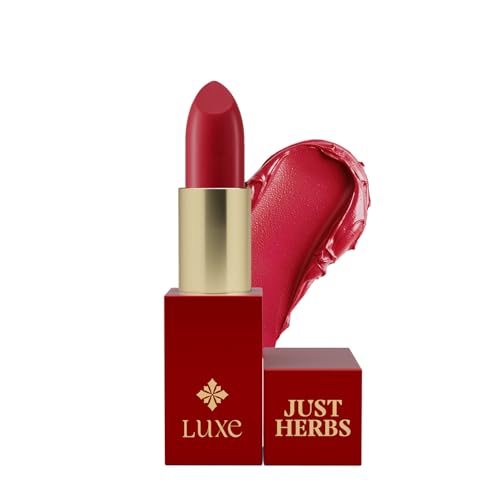 Image of Just Herbs Luxe Satin Melt High Shine Lipstick | Luxury Makeup | Ayurvedic Formula | Long Lasting Shine | Ayurvedic Lipstick - 4 gm (09 SEARING SCARLET)