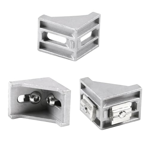 Image of 24pcs 3030 Aluminum Extrusion Corner Bracket Silver 3030 Hardware Accessories T-Slot with Screws for 8020 Aluminum Profile 3D Printer Accessories