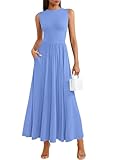 PRETTYGARDEN Summer Maxi Dresses for Women 2026 Sleeveless A Line Flowy Long Casual Sundress Wedding Guest Fashion Clothing (Light Blue,Large)