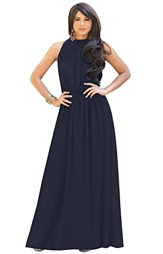 Image of KOH KOH Womens Long Sleeveless Halter Bridesmaid Wedding Guest Maxi Dress