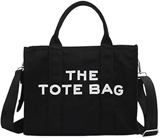 CHAMAIR Canvas Tote Bag and PU Leather Handbag Women's , Tote Bags with Zip, Large Shopper Bag, Casual Shoulder Bag for Office, Travel, School