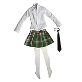 enterbay nba figure 1/6 Scale femminile Abbigliamento scolara Uniform - Camicia a maniche lunghe, Minigonna, cravatta e calze Set