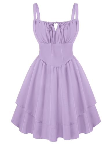 Scarlet Darkness Corset Mini Dress for Women Teens 2026 Summer Ruffle Sundress Graduation Homecoming Dresses Light Purple L