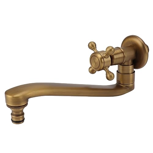 Grifo de Jardín Antiguo con Caño Extendido, Grifo de Jardín Antiguo Frío único Montado en la Pared (Pico afilado)
