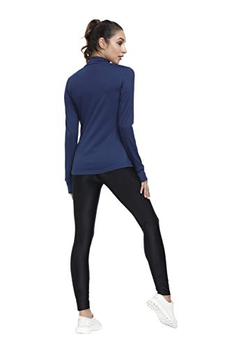 Dolcevida Women’s Lightweight Full Zip Active Wear Workout Yoga Track Jackets Athletic Running Jacket Top with Zip Pockets and Thumb Holes (Navy, M)