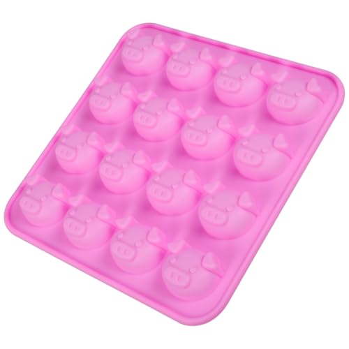 BESTonZON silikonformen gießformen: Silikon Ausstechformen für Fondant Schokolade und Gelee 16 Hohlräume mit Schweinchen flexible Antihaftform ideal für Kuchen Pralinen und DIY-Projekte