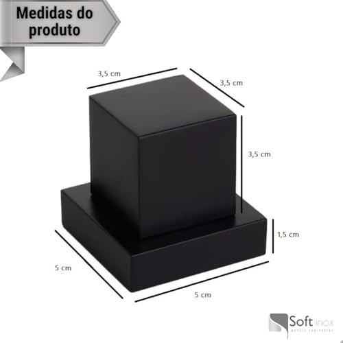 SOFTINOX Acabamento Quadrado Preto com Registro de Volante Metal - Padrão Deca, Design Luxuoso, Durá