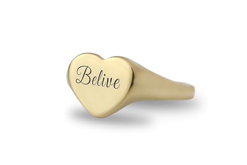 Bague en or 14k gravée avec coeur précieux de motivation