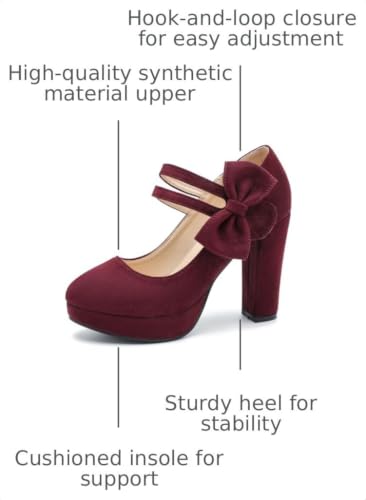 Image of MAIERNISI JESSI Women's Platform Mary Jane Pumps with Bow, 3.94 Inch Block Heel Dress Shoes