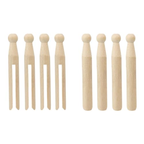 Image of Beechwood Dolly Pegs Pack of 24 Clothes Pegs Wooden Dolly Pegs for Washing Lines Strong Laundry Pegs Ideal for Craft Making DIY Garment Pins.